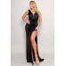 Sleeveless Deep V Low Back Bow Maxi Dress