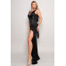 Sleeveless Deep V Low Back Bow Maxi Dress