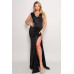 Sleeveless Power Shoulder Slitted Maxi Dress