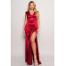 Sleeveless Power Shoulder Slitted Maxi Dress