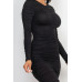Ruched Long Sleeve Midi Dress