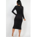 Ruched Long Sleeve Midi Dress