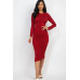 Ruched Long Sleeve Midi Dress