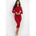 Ruched Long Sleeve Midi Dress