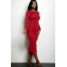 Ruched Long Sleeve Midi Dress