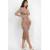 Ruched Long Sleeve Midi Dress