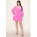 Chiffon Long Sleeve Ruffled Tie Waist Skater Dress
