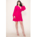 Chiffon Long Sleeve Ruffled Tie Waist Skater Dress