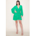 Chiffon Long Sleeve Ruffled Tie Waist Skater Dress