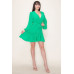Chiffon Long Sleeve Ruffled Tie Waist Skater Dress