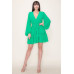 Chiffon Long Sleeve Ruffled Tie Waist Skater Dress