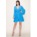 Chiffon Long Sleeve Ruffled Tie Waist Skater Dress