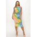 Velvet Burn Out Pattern Sexy Midi Dress