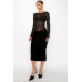 Velvet Sheer Contrast Holiday Midi Dress