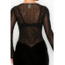 Velvet Sheer Contrast Holiday Midi Dress
