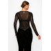 Velvet Sheer Contrast Holiday Midi Dress
