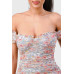 Floral Print Mesh Sweetheart Ruffled Off Shoulder Ruched Mini Dress
