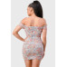 Floral Print Mesh Sweetheart Ruffled Off Shoulder Ruched Mini Dress