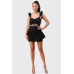 Sweetheart With Drawstring Bow Cutout Ruffled Flutter Sleeves Mini Dress