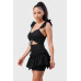 Sweetheart With Drawstring Bow Cutout Ruffled Flutter Sleeves Mini Dress