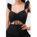 Sweetheart With Drawstring Bow Cutout Ruffled Flutter Sleeves Mini Dress