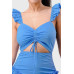 Sweetheart With Drawstring Bow Cutout Ruffled Flutter Sleeves Mini Dress