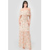 Floral Chiffon Off Shoulder Smocked Back Ruffled Tiered Maxi Dress