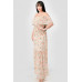 Floral Chiffon Off Shoulder Smocked Back Ruffled Tiered Maxi Dress