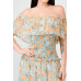 Floral Chiffon Off Shoulder Smocked Back Ruffled Tiered Maxi Dress