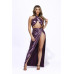 Foil Surplice Halter Top And Opened Maxi Skirt