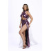 Foil Surplice Halter Top And Opened Maxi Skirt