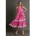 Two Tone Floral Paisley Sleeveless Midi Dress