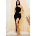 Neck Wrap One Shoulder Bodycon Maxi Dress