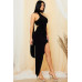 Neck Wrap One Shoulder Bodycon Maxi Dress