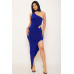 Neck Wrap One Shoulder Bodycon Maxi Dress