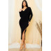 Low Cowl Neck And Back Midi Dress