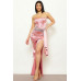 Satin Tubetop Pleated Fold Maxi Dress