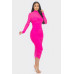 Solid Mesh Ruched Midi Dress