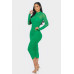 Solid Mesh Ruched Midi Dress