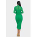 Solid Mesh Ruched Midi Dress