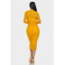 Solid Mesh Ruched Midi Dress