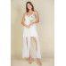Plunge Neck Split Thigh Mesh Maxi Dress