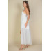 Plunge Neck Split Thigh Mesh Maxi Dress