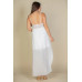 Plunge Neck Split Thigh Mesh Maxi Dress