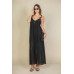 Plunge Neck Split Thigh Mesh Maxi Dress