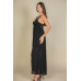Plunge Neck Split Thigh Mesh Maxi Dress