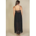 Plunge Neck Split Thigh Mesh Maxi Dress