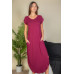 Hidden Pocket Batwing Sleeve V Neck Long Dress