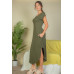 Hidden Pocket Batwing Sleeve V Neck Long Dress