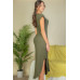 Hidden Pocket Batwing Sleeve V Neck Long Dress
